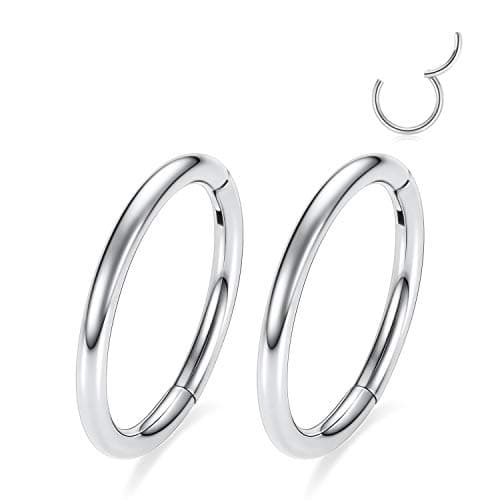 12g Septum Ring Seamless Septum Clicker Silver Septum Nose Rings Hoop 12 Gauge Earrings Lip Rings Cartilage Earring Surgical Steel Nose Hoop Helix Earring 10mm Rook Earring Earrings For Women 2pcs