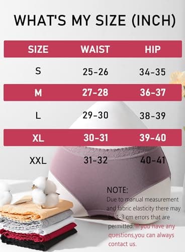 READY TO LOVE Cotton Underwear Womens Sexy Panties Lace Waistband Full Coverage Briefs Ladies Bikini Hipster 6 Pack — view 8