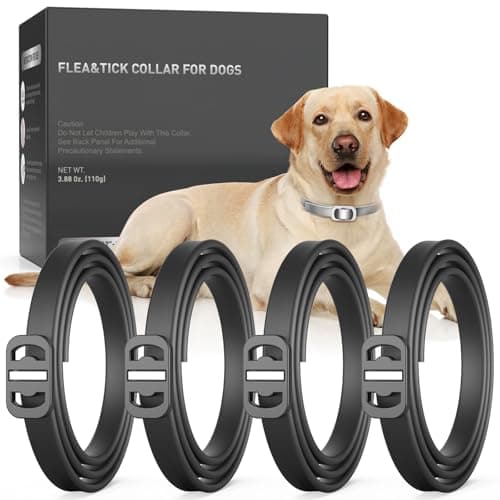 Flea Collar for Dogs, 4 Pack Flea and Tick, Dog Flea Collar with Natural Essential Oils, Adjustable Size for All Ages of Dogs