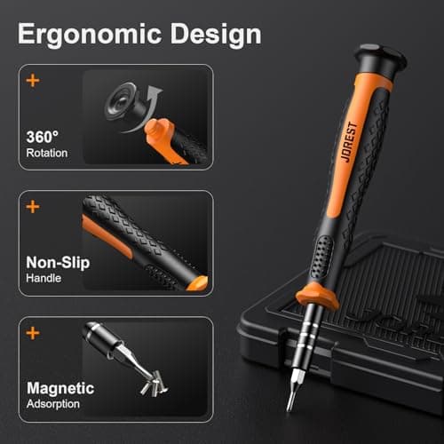 JOREST 40Pcs Small Precision Screwdriver Set, Mini Tool Kit with Torx T5 T6 T8 T9, Triwing Y00, Star Pentalobe, Repair for Ring Doorbell, Laptop, PC, Switch, PS5, Xbox, MacBook, iPhone, Watch, Glasses