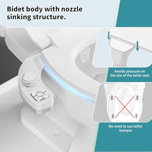 PIKETS Bidet Attachment Bidet Insert for Toilet Toilet Seat Bidet Attachment Water Pressure Control Double Nozzle and Self-Cleaning Function Classic Bidet Full Set — view 3