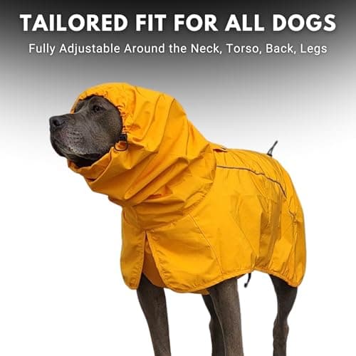 Spark Paws Dog Raincoat, Waterproof Windproof Rain Jacket, for Small Medium Large Extra Large Dogs, Reflective Breathable Full-Body Coverage Dry Suit - Mustard Yellow - 2XL — view 3