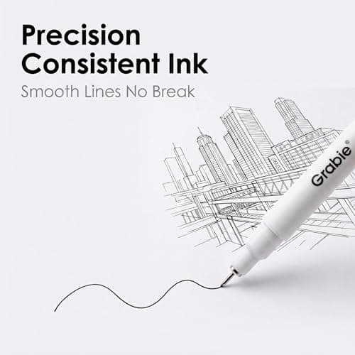 Grabie Micro Fineliner Pens, 6 Black Fine Line Waterproof Drawing Pens, Assorted Point Sizes for Sketching, Illustration, Journaling, Art Supplies — view 4