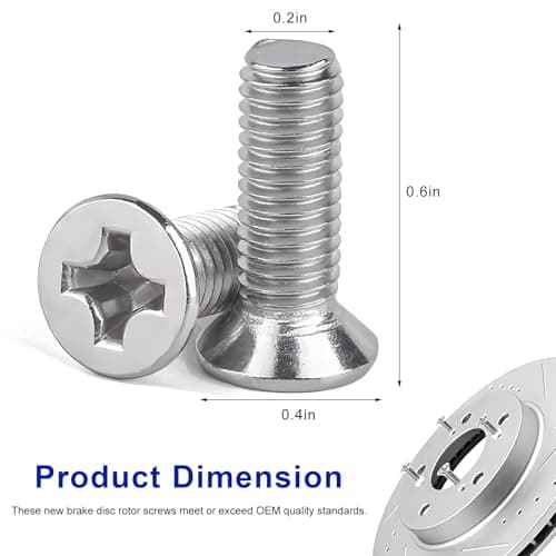 CCHRN 4 PCS Stainless Steel Brake Disc Rotor Screws, 93600-06014-0H Front Rear Brake Disc Retaining Screws Replacement, Rotor Retaining Hardware Bolts Fits Accord Civic Odyssey CR-Z MDX