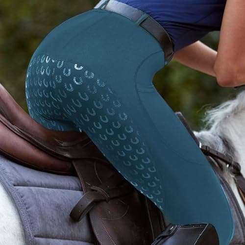 FitsT4 Sports Women's Full Seat Riding Tights Active Silicon Grip Horse Riding Tights Equestrian Breeches Blue Size M — view 4