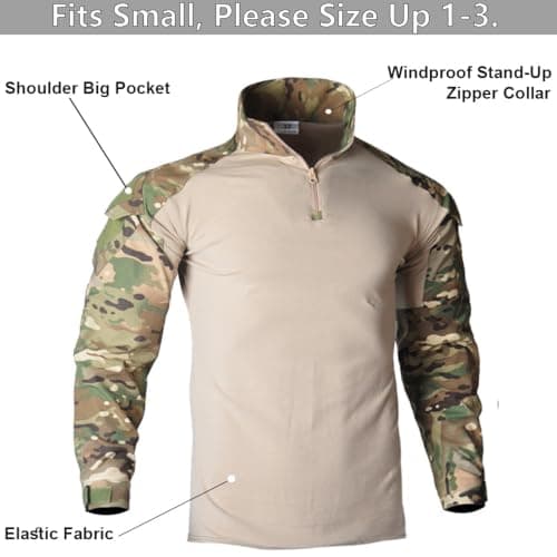 SANYETS Tactical Uniform,Combat Long Sleeve Shirt and Pants,Cap Gloves Balaclava Set Airsoft Suit, Military Gear Amy Clothing for Men(XL,Camo) — view 3