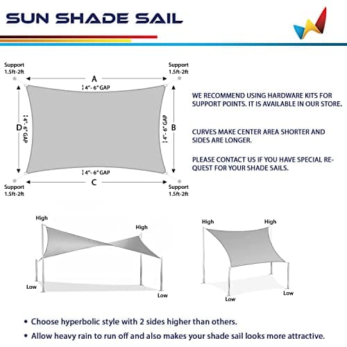 Windscreen4less 10' x 15' Sun Shade Sail Rectangle Outdoor Canopy Cover UV Block for Backyard Porch Pergola Deck Garden Patio (Brown) — view 4