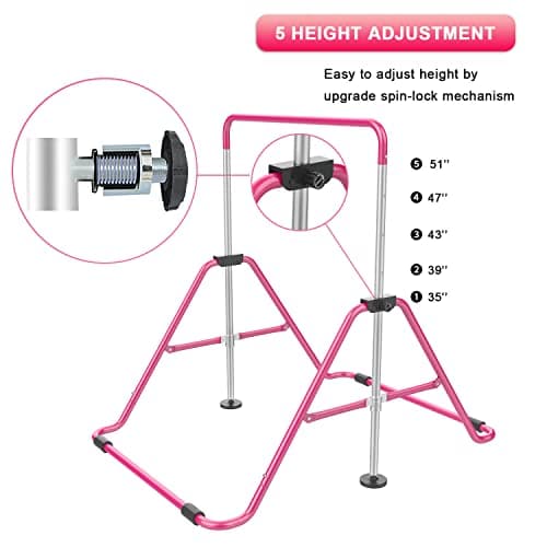 RINREA Gymnastic Bars for Kids with Adjustable Height, Folding Gymnastic Training Kip Bar, Junior Expandable Horizontal Monkey Bar for Home — view 2