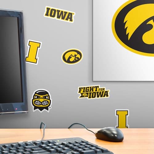 University of Iowa 50ct Vinyl Large Deluxe Stickers Variety Pack - Laptop, Water Bottle, Scrapbooking, Tablet, Skateboard, Indoor/Outdoor — view 5