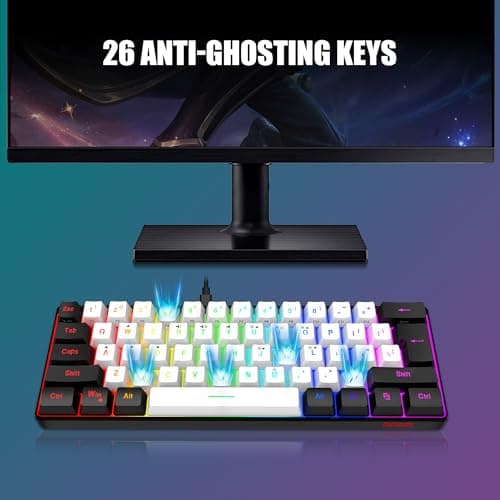 RedThunder 60% Gaming Keyboard and Mouse Combo, Ultra-Compact 61 Keys RGB Backlit Mini Keyboard, Lightweight 7200 DPI Honeycomb Optical Mouse, RGB Wired Gaming Set for PC PS5 Xbox Gamer(WhiteBlack) — view 2