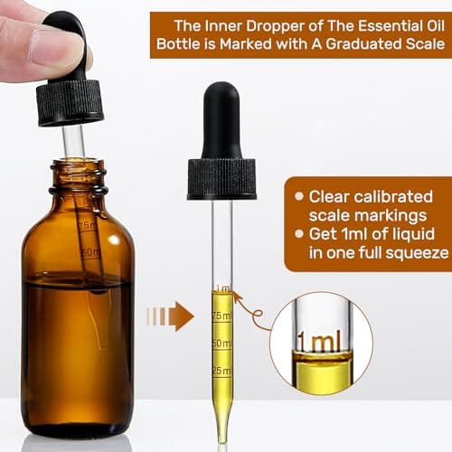 4 Pack 1 oz Glass Dropper Bottles with Measured Dropper - 30ml Dark Amber Tincture Bottles with Graduated Calibrated Glass Eye Droppers (1ml) for Essential Oils, Liquids - Leakproof Travel Bottles