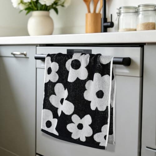 Jacquotha 2-Piece Black Floral Hand Towels for Bathroom, 13" x 29"