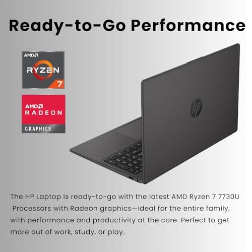 HP 255 G10 15.6" FHD Business Laptop, AMD Ryzen 7 7730U, 32GB RAM, 1TB PCIe SSD, Numeric Keypad, Webcam, Wi-Fi 6, HDMI, Windows 11 Pro, Black — view 2