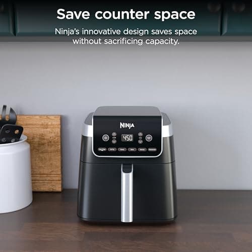 Ninja XL Air Fryer with MaxCrisp | 6.5 QT Capacity | 6-in-1 Max Crisp, Air Fry, Roast, Bake, Reheat & Dehydrate | 450°F Temp | 1750 Watts | Nonstick Basket, Crisper Plate & Recipe Guide | Grey | AF181 — view 5