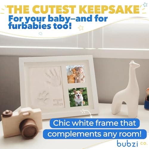 Bubzi Co Footprint & Handprint Keepsake Frame, Baby Memory Display, Nursery Decor, Baby Registry Must-Have, New Parent Gift (Fresh White) — view 5