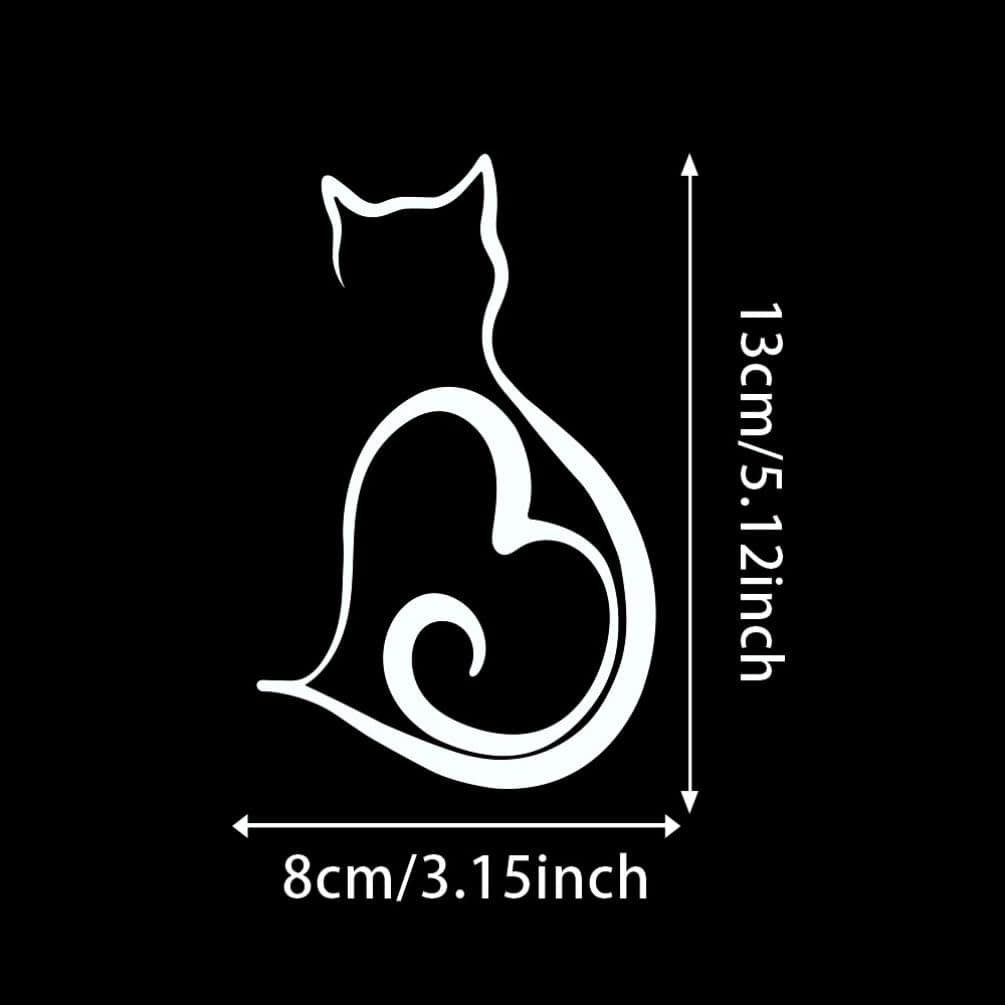 2 pegatinas de vinilo con forma de gato, 8 x 13 cm, diseño de corazón, para coche, camión, SUV, ventana, exterior, gatito, decoración de mascotas, #AZ89 (color blanco) — view 2