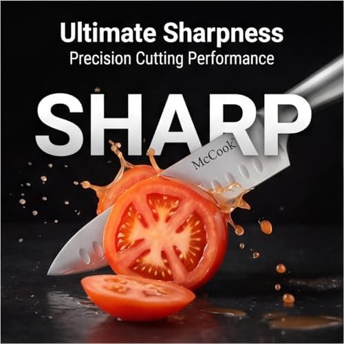 McCook® Knife Sets, German Stainless Steel Kitchen Knife Block Sets with Built-in Sharpener, 15 Piece Chef Knife and More, Razor Sharp, Restaurant Grade, Anti-Rust, Elegant Box for Gift — view 4