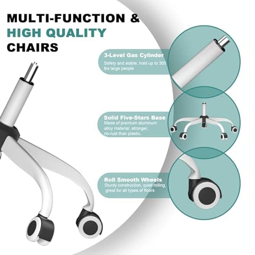 Mimoglad Office Chair, Comfy Desk Chair - High Back Ergonomic Computer Chair with Adjustable Lumbar Support & Headrest, Flip-up Armrests for Guitar Playing (Moon Grey) — view 5