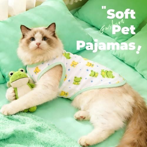 PETCARE Cartoon Dog Shirts for Small Dogs Cute Dog Clothes Green Frog Tshirt Soft Cotton Puppy Pajamas Breathable Sleeveless Pet Tank Top Spring Summer Dogs Clothes for Chihuahua Yorkie Shih Tzu — view 3
