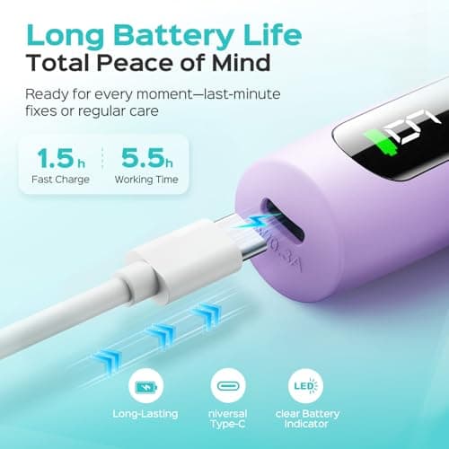 COSLUS C52 Electric Cordless Nail Drill: Professional Nail File kit with LED Screen for Acrylic Gel Powder. Portable for Home DIY & Salon Use. Manicure Pedicure for Beginners, Women, Travel, Purple — view 4