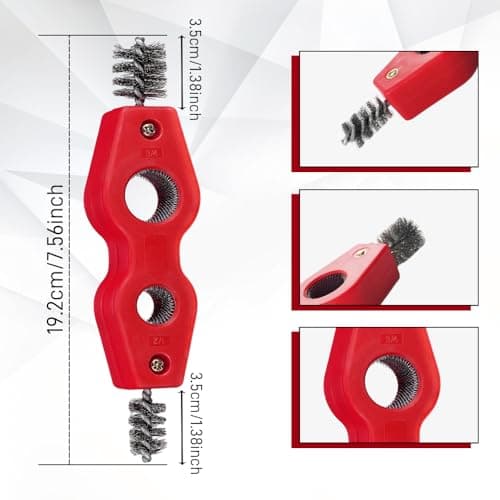 YUPIKJI 4 in 1 Car Battery Cleaning Brush, Battery Terminal Cleaner, Anti-Rust Auto Battery Cleaner with Steel Wire, Car Accessories Vehicle Machine Parts Clean Tools for Most Vehicles (Red)