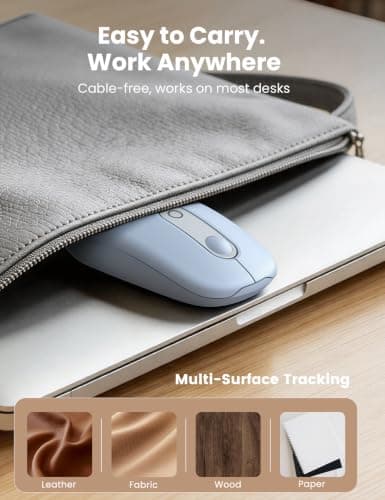 Wireless Mouse for Laptop, 2.4GHz Slim Compact & Portable Computer Mouse with USB-C Adapter, Cordless Office Mice with 3 Level DPI, Quiet Silent Optical Mice for PC Notebook Mac - M41 (Dusty Blue)