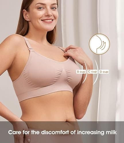 HOFISH Pack of 3 Women's Wirefree Seamless Bras with Additional Bra Extensions and Clips, Black/Grey/Pink Elegant, M — view 3