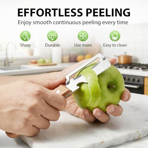 Vegetable Peeler for Kitchen, 2026 New Multi-Functional Vegetable Peeler with Wooden Handle and Bottle Opener, 2-in-1 Stainless Steel Kitchen Tool For Vegetables or Fruits (1 Pcs) — view 5