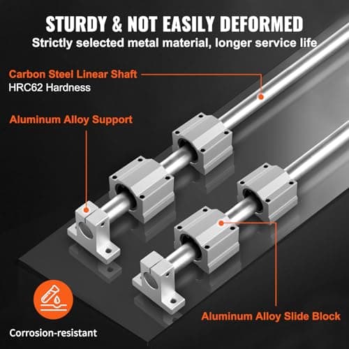VEVOR Linear Rail Slide SFC20-1000mm 2 PCS 39.4 in/1000mm SFC20 Guide Rails 4 PCS SC20 Slide Blocks 4 PCS Rail Supports Linear Rails and Bearings Kit for Automated Machines CNC DIY Project — view 2