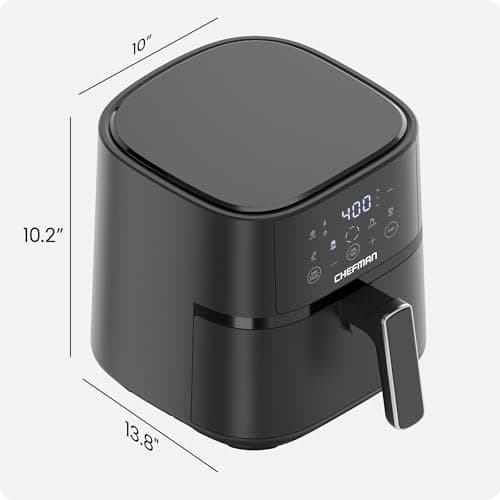 Chefman Air Fryer – 4 QT Compact Airfryer for Quick & Easy Meals in Minutes, Features Hi-Fry Technology for Extra Crisp, Touchscreen Controls with 4 Presets, Nonstick & Dishwasher Safe Basket - Black — view 6
