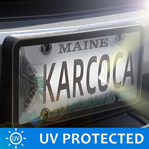 Tinted License Plate Covers Smoked Unbreakable License Plate Covers Frame Shield Combo fits Any Standard US Plates,Novelty Bubble Design Covers - Screws Included — view 4