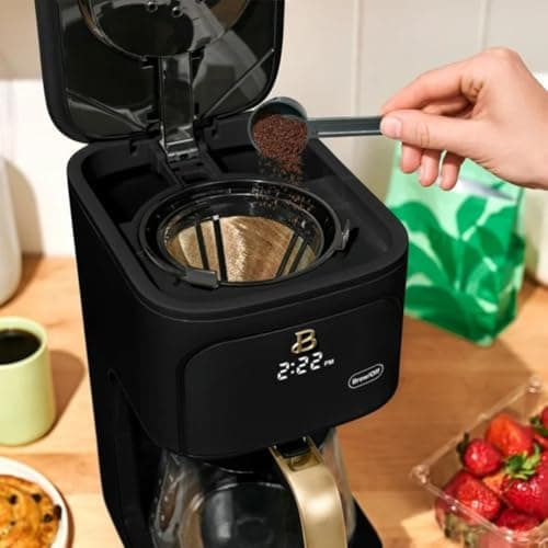 B - 12-Cup Programmable Coffee Maker with Touch Controls, Auto Brew Timer, Reusable Filter, Large Glass Carafe, Countertop Coffee Machine (Black Sesame) — view 7