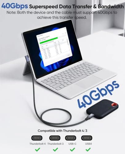 Right Angle USB C Cable 6ft for Thunderbolt 4, USB4 40Gbps Data/8K 5K@60Hz — view 2