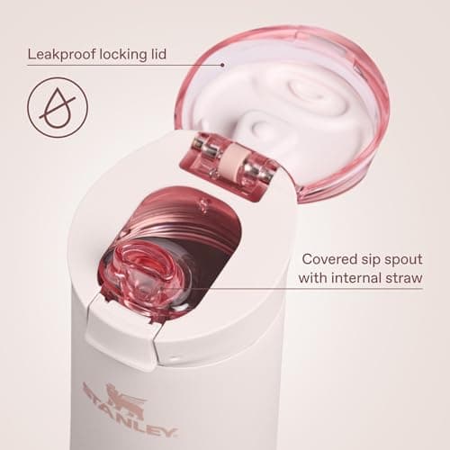 STANLEY Flowstate Spring Bottle | Leakproof Water Bottle with Carry Strap & Flip-Top Locking Lid | Insulated Stainless Steel | Fits Most Cup Holders | BPA-Free | 20 oz | Rose Quartz — view 4