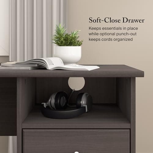 Bush Home Cabot 60W L Shaped Computer Desk with Storage in Heather Gray, 60-inch Corner Table with Drawers for Home Office Workspace — view 6