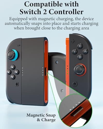 Controller Grip for Switch 2 , OLCLSS Grip for Nintendo Switch 2 J0ycon with Magnetic Charging and Type-C Fast Charge, Compatible with Nintendo Switch 2 J0y-con Grip Durable ABS for Comfortable Gaming-Black — view 2