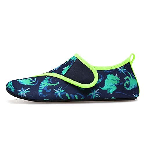 JIASUQI Breathable Summer Water Skin Walking Shoes Aqua Socks for Boys Girls Swim Beach Pool Shoes Easy Green Dinosaur, 9.5-10 Toddler — view 6