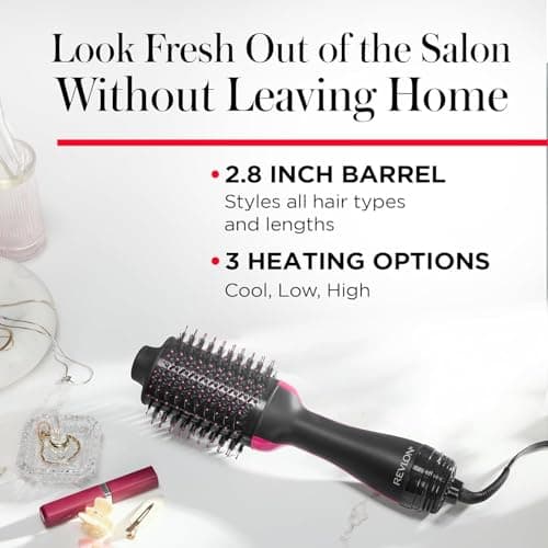Revlon RVDR5222F One-Step Volumizer and Ionic Hair Dryer with Advanced Ionic Technology, Hot Air Brush, Less Frizz, 3 Heat/ 2 Speed Settings, Black