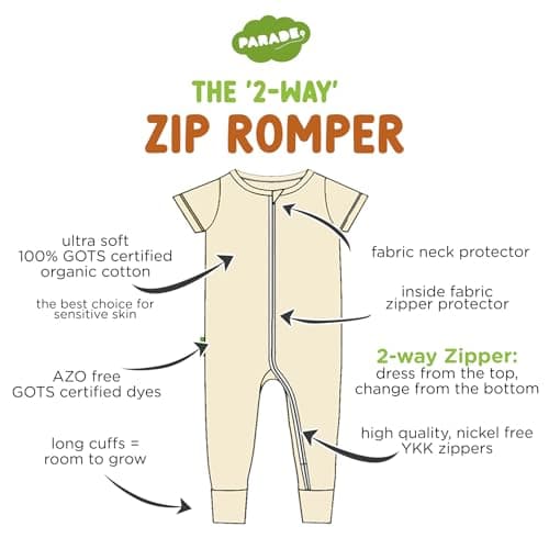 Parade Organic Essentials '2-Way' Zip Romper - Short Sleeve Ocean 0-3 Months — view 3
