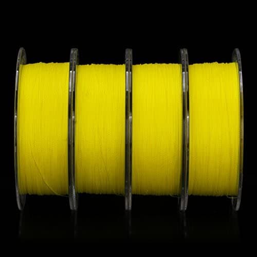 Goture Abrasion Resistant Braided Fishing Line, Zero Stretch Low Memory 4 Strand Braid Line for Saltwater Freshwater,50LB, 547Yds, 0.4MM, Yellow — view 6