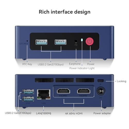 Beelink Mini PC, Mini S12 Intel 12th Gen 4-Core N95(up to 3.4GHz), Mini Computer 8GB DDR4 RAM 480GB SSD, Desktop PC Dual HDMI 4K UHD/Gigabit Ethernet/Dual WiFi5/BT4.2/HTPC/W11 Home — view 6
