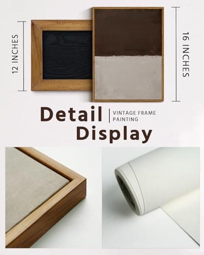 VIYYIEA Modern Abstract Framed Wall Art, Brown Grey Wall Art Bedroom Neutral Decor, Canvas Print Color Pictures, Living Room Vintage Decor, 12x16 inch — view 4