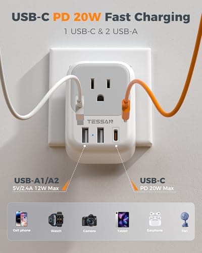TESSAN 2 Pack European Travel Plug Adapter, Europe Power Converter — view 3