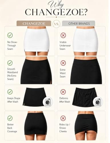 CHANGEZOE Women's Mini Skorts Mid-Low Rise Mini Skirt with Shorts Side Slit Stretchy Sexy Y2K Going Out Skirts Black — view 3