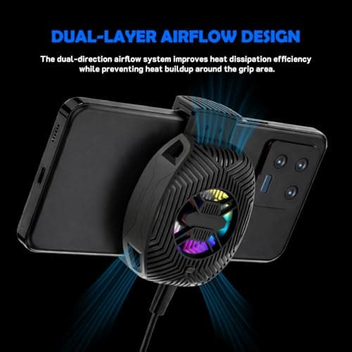 Fclvd Phone Cooler for Gaming – Fast Cooling Semiconductor Cell Phone Fan with Low Noise, Portable & Adjustable Phone Cooling Fan Compatible with iPhone & Android — view 2