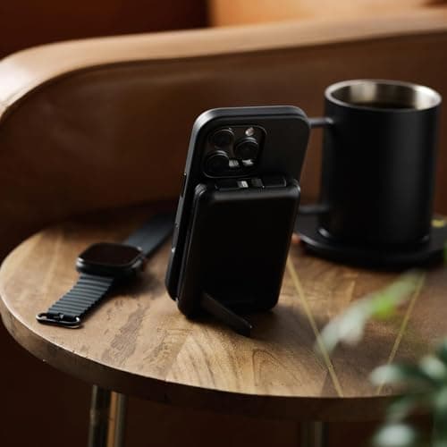 Ridge Magnetic Power Bank Battery Pack 10,000mAh - Fast Charging, Compatible with MagSafe - Portable Charger Powerbank - with Built in Cables, Wireless Charging & Magnetic Attachment (Matte Black) — view 7