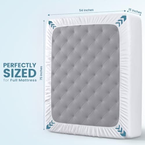 Utopia Bedding Waterproof Mattress Protector Full/Double Size, Premium Terry Mattress Cover 200 GSM, Breathable, Fitted Style with Stretchable Pockets (White) — view 3