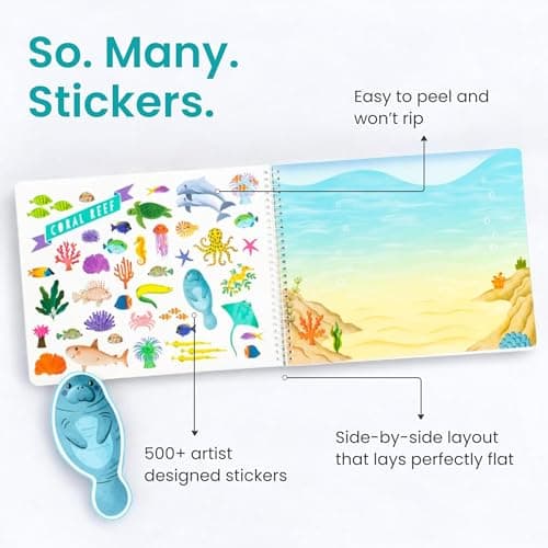 Animals Habitat 500+ Kids Sticker Book by Cupkin Toddler Airplane Travel Activity Coloring and Sticker Book, Road Trip Essentials, 12 Coloring Pages + 12 Scenes for Ages 2–8 Years — view 2