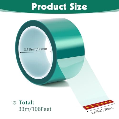 Resin Tape, 2In×108Ft Epoxy Tape High Temperature Resistant 220℃, Epoxy Tapes for DIY Jewelry River Table Spray Painting Welding Electronic Heating, No Residue