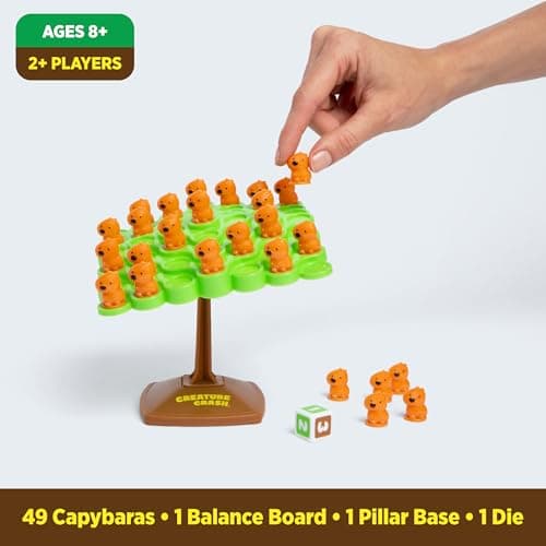 Creature Crash by Relatable, The Capybara Balancing Game, Great Kids Games and Family Game Night Essentials, Includes 49 Capybaras, 1 Balancing Board, 1 Pillar Base, 1 Die, and Instructions — view 3